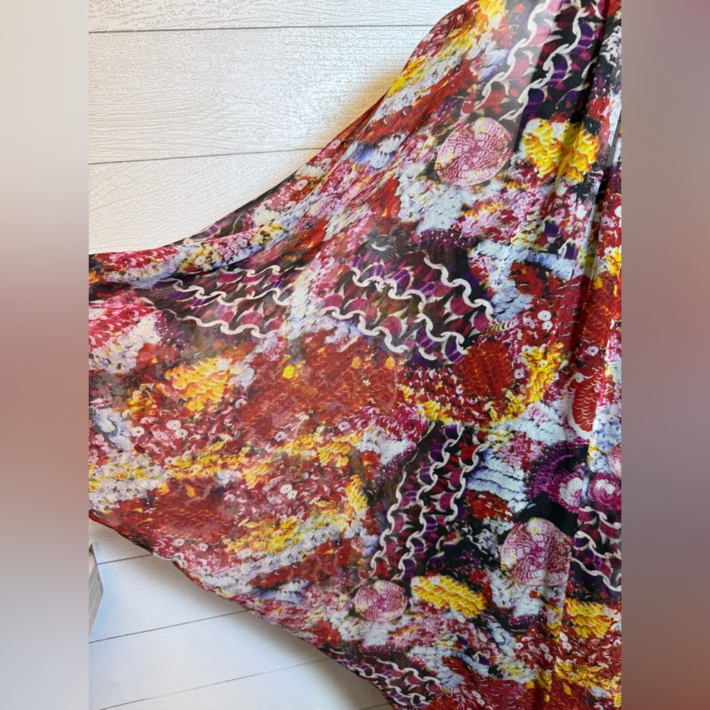 Diane Von Furstenberg Print Sheer Silk Mini Dress with Lining size 14 - Picture 3 of 11
